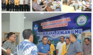 Bupati Halmahera Tengah Ikram Malan Sangadji saat menjadi penguji eksternal pada seminar proposal mahasiswa Pascasarjana Unkhair. (Foto: Dok. Istimewa)