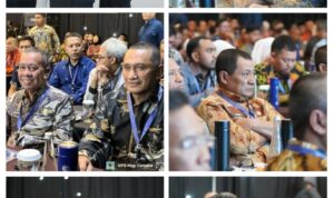 Sekda Halteng Bahri Sudirman bersama Kepala BPKAD Abdurrahim Yau, Kepala Bapenda Muh. Fitra U. Ali dan Kepala Bapperida Yunus Achmad menghadiri Rakornas Keuangan Daerah Tahun 2026 yang digelar di hotel Bella, Ternate. (Foto: Dok. Istimewa)