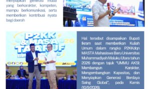 Bupati Ikram Malan Sangadji saat memberikan Kuliah Umum di Universitas Muhammadiyah Maluku Utara, Ternate. (Foto: Dok. Ist)